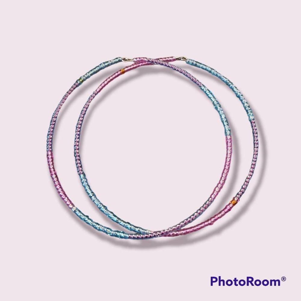 Rin's Unique Boutique Handmade Beaded Bisexual Pride Hoops